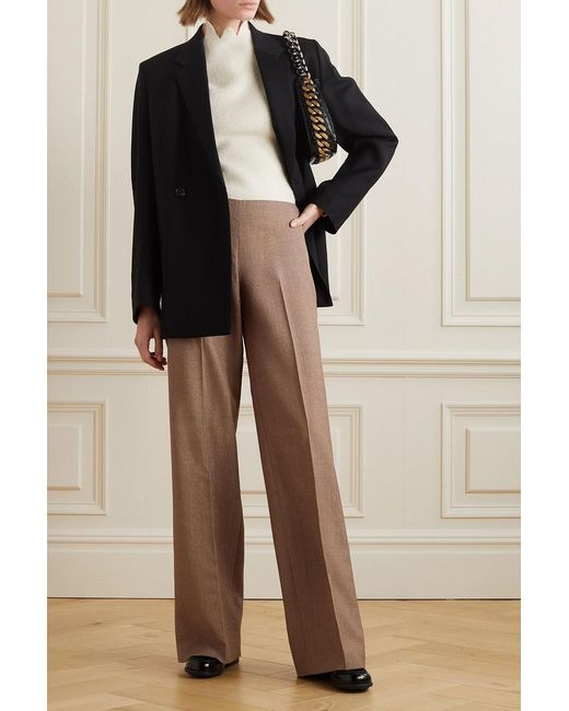 Stella McCartney Brown Wool-blend Wide-leg Pants