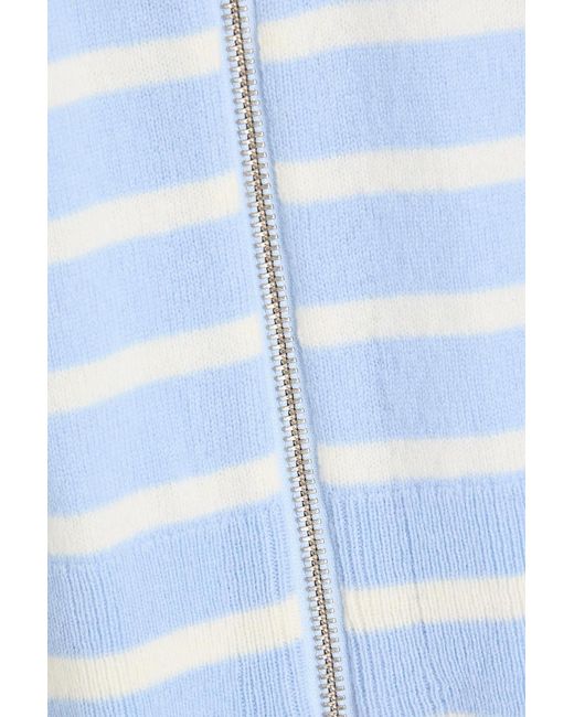 Veronica Beard Blue Striped Wool And Cashmere-Blend Hooded Dickey