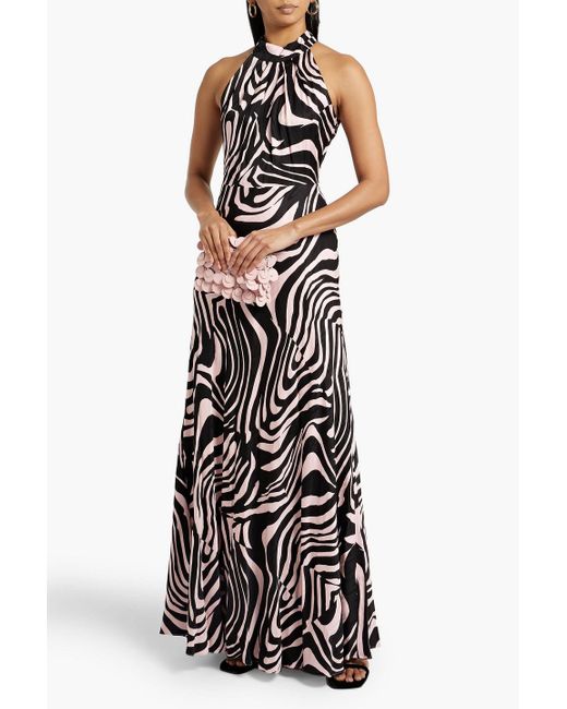 Diane von Furstenberg White Trista Zebra-print Jacquard Maxi Dress