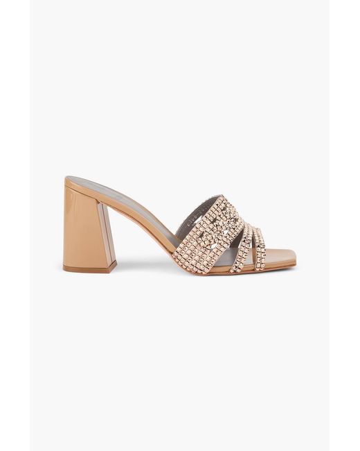 Gina Metallic Arizona Crystal-Embellished Patent-Leather Mules