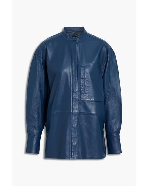 Equipment Leather Shirt in Blue | Lyst
