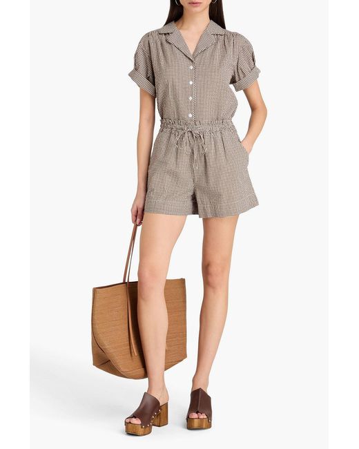 Veronica Beard Natural Tijana Gingham Cotton-Blend Seersucker Shorts