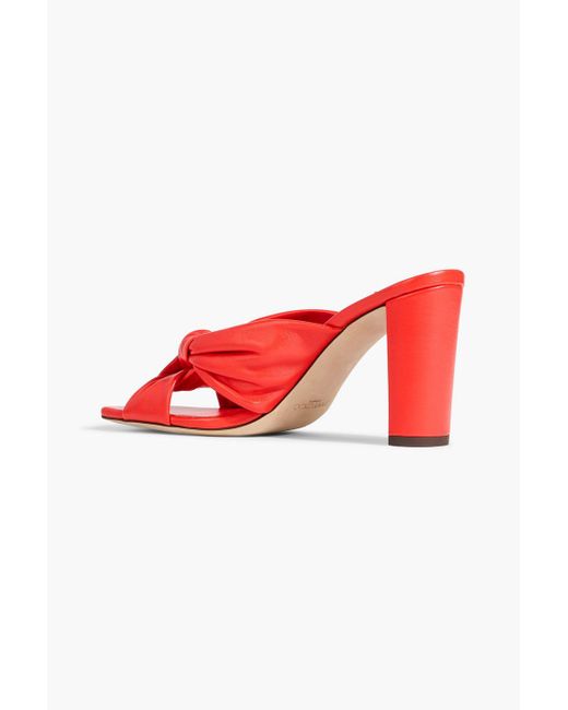 Jimmy Choo Red Avenue 85 Knotted Leather Mules
