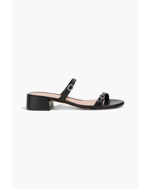 Stuart Weitzman Black Ginger Leather Mules