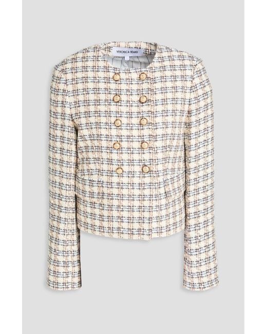 Veronica Beard White Bentley Double-Breasted Cotton-Blend Tweed Jacket