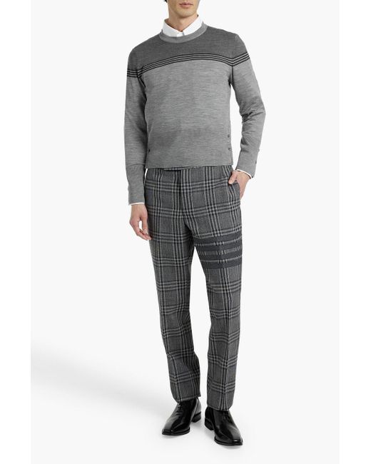 Thom Browne Gray Striped Wool-Blend Sweater for men