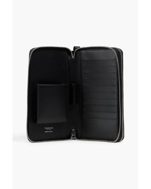 Serapian Black Embossed Coated-canvas Travel Wallet for men