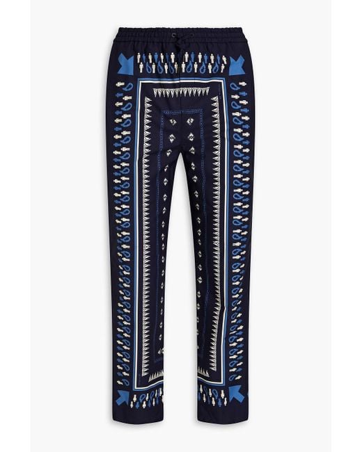 Etro Blue Printed Cotton Track Pants for men