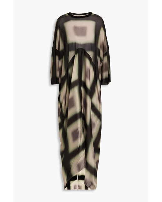 Rick Owens Black Printed Stretch-cupro Jersey Maxi Dress