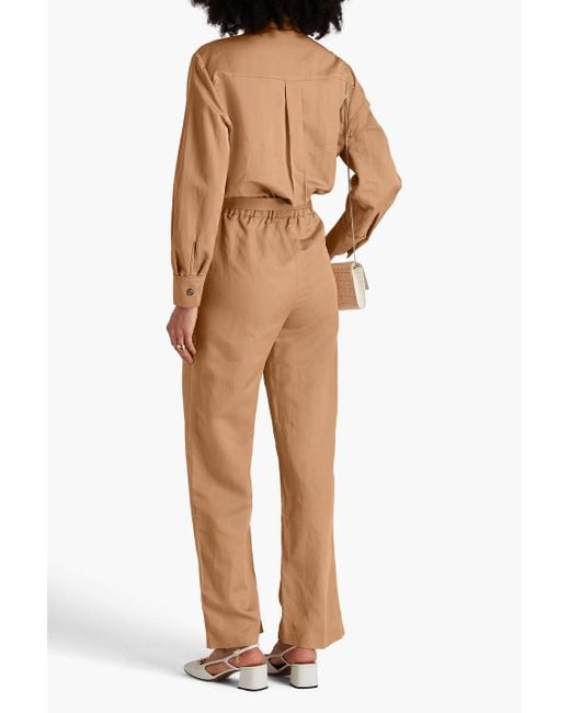 Maje Natural Belted Twill Jumpsuit