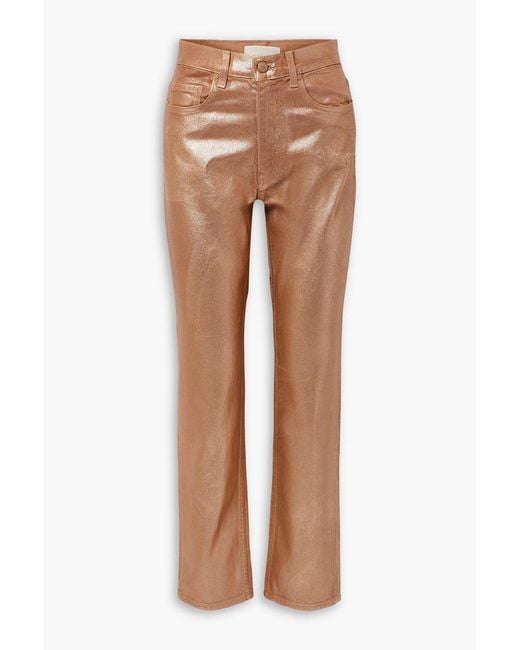 Ulla Johnson Metallic Agnes Waxed High-Rise Straight-Leg Jeans