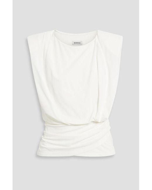 Jonathan Simkhai White Daton Draped Jersey Top