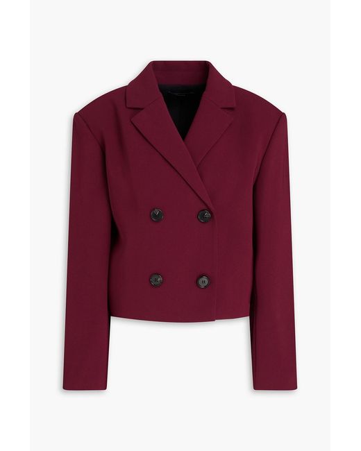 Theory Red Cropped Double-breasted Crepe Blazer