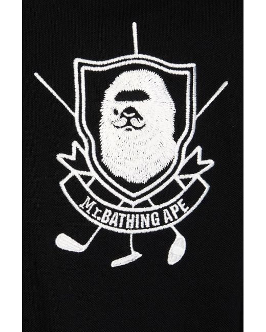 A Bathing Ape Poloshirt aus baumwoll-piqué mit stickereien in Black für Herren