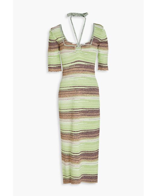 Veronica Beard Green Kante Space-dyed Knitted Midi Dress