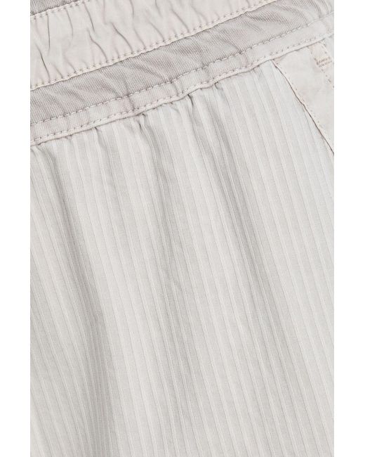 James Perse White Striped Cotton And Lyocell-Blend Twill Tapered Pants