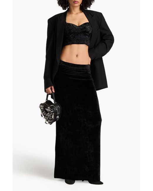 Black crushed velvet skirt hotsell