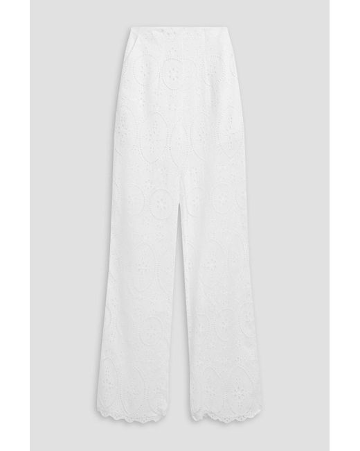Charo Ruiz Blue Brigid Broderie Anglaise Cotton-blend Wide-leg Pants