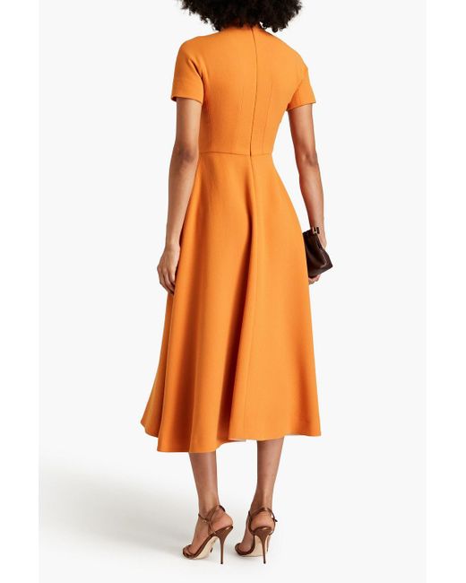Emilia Wickstead Orange Amila Wool Crepe Midi Dress