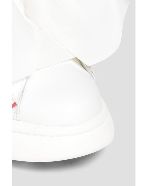 Red(v) White Bow-detailed Leather Platform Sneakers