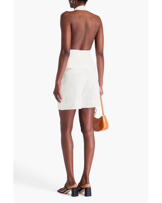 Nicholas White Isabeau Open-Back Linen Halterneck Wrap Top