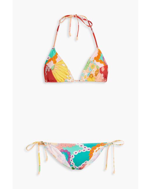Zimmermann Multicolor Lola Floral-print Triangle Bikini