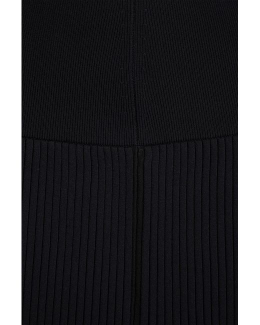 Tory Burch Black Ribbed-knit Midi Skirt