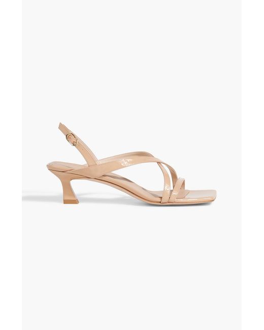 Stuart Weitzman Natural Oasis 50 Patent-Leather Slingback Sandals