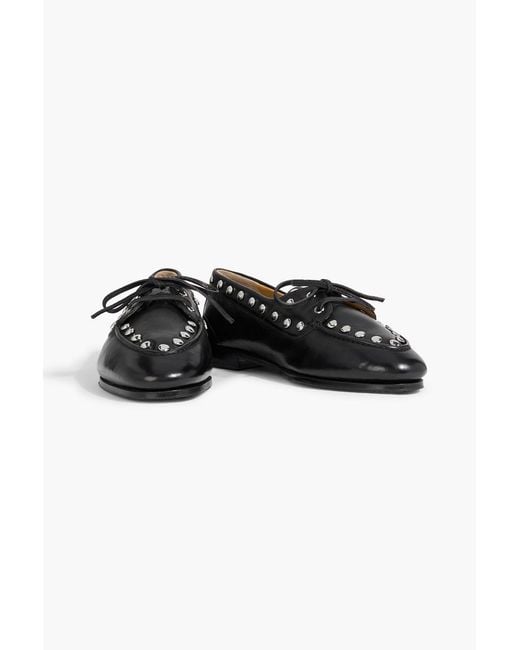 Bally Black Pathy Studded Leather Boat Shoes