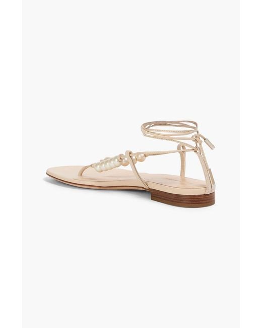 Magda Butrym Natural Faux Pearl-Embellished Leather Sandals
