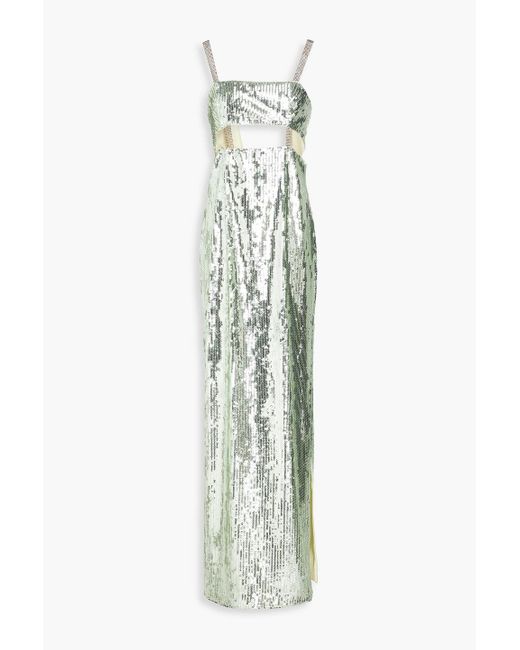 Galvan White Rebecca Cutout Sequined Tulle Gown