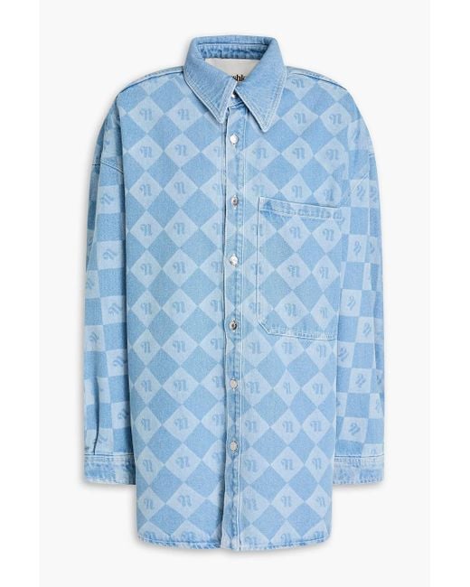 Nanushka Blue Tristo oversized-hemd aus denim mit logoprint