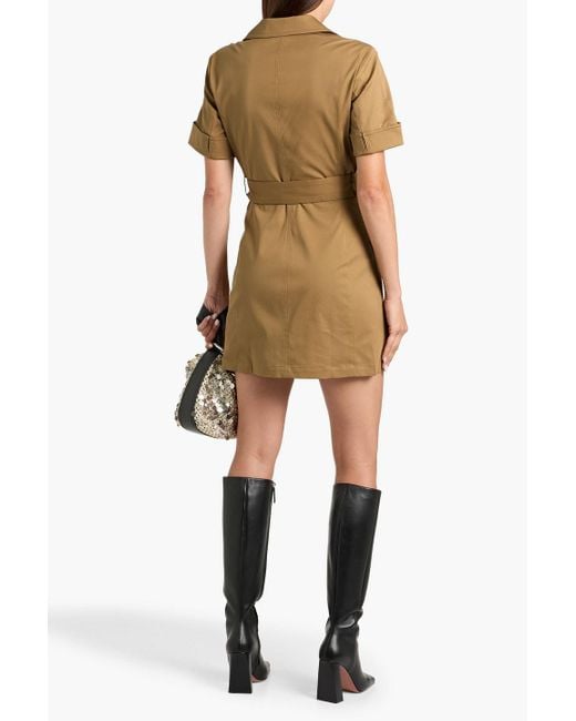 FRAME Natural The Utility Belted Cotton-Blend Twill Mini Dress