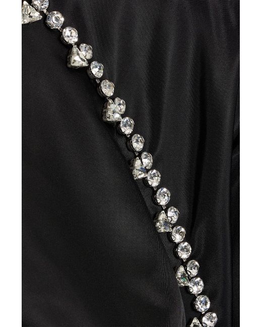 Area Black Cropped Crystal-Embellished Shell Track Jacket