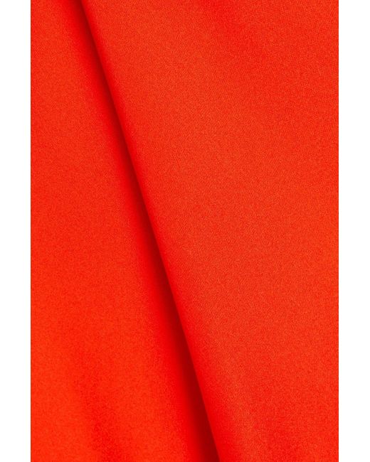 FRAME Red Washed Silk-satin Midi Skirt