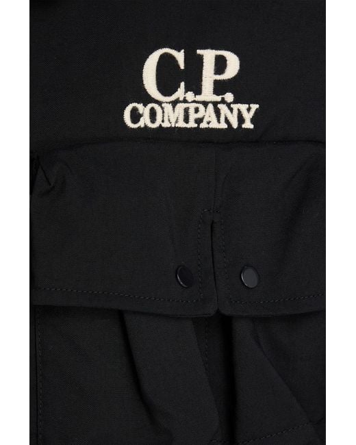 C P Company Black Embroidered Shell-paneled Wool-felt Field Jacket for men