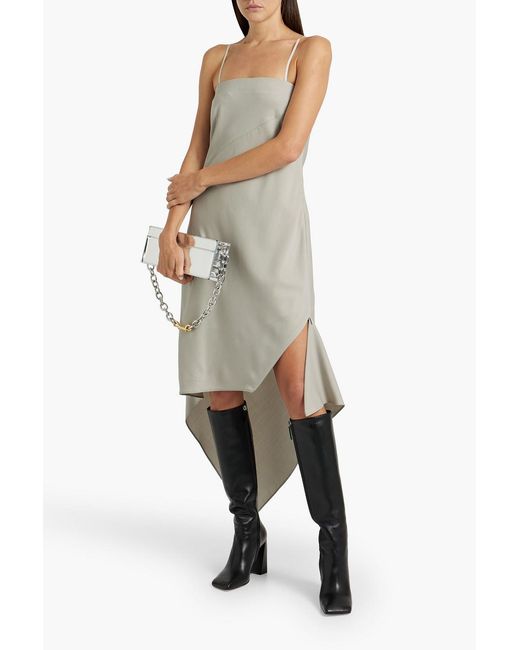 Helmut Lang White Asymmetric Wool-twill Dress