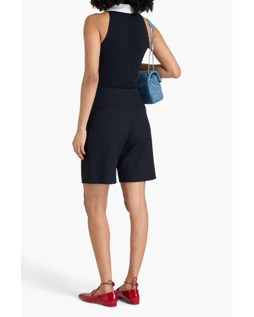 Claudie Pierlot Blue Poplin-trimmed Stretch-knit Top