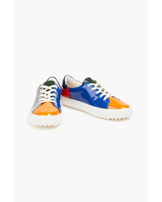 Tory Sport Multicolor Color-block Patent-leather Sneakers