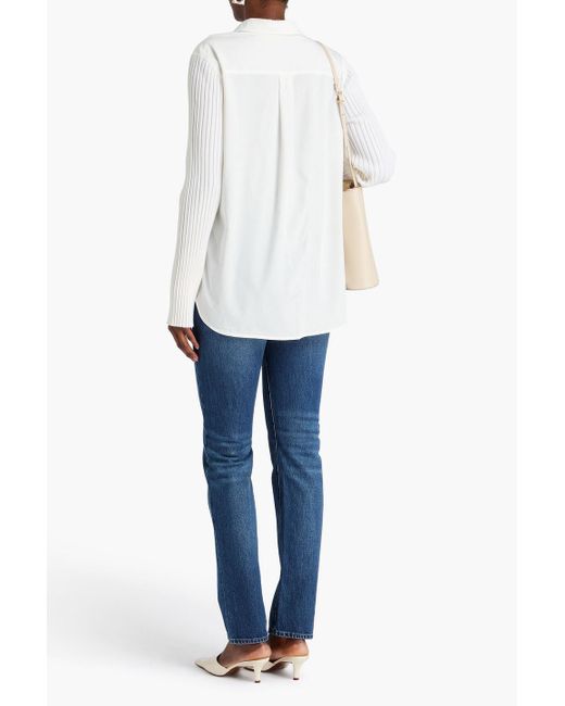 Totême  White Lyocell-Blend Poplin And Ribbed Wool-Blend Shirt