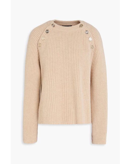 Maje Natural Ribbed Wool Sweater