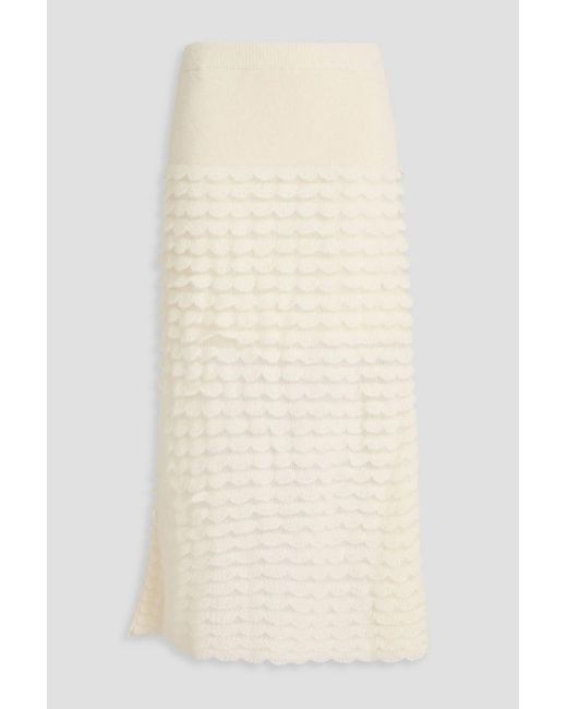 Zimmermann Natural Scalloped Alpaca-blend Midi Skirt