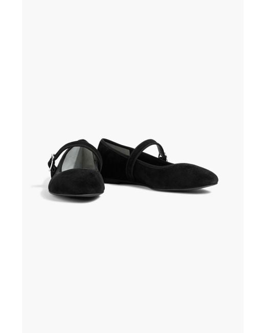 Stuart Weitzman Black Alice Suede Mary Jane Flats