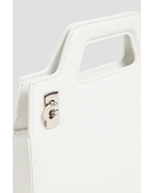 Ferragamo White Wanda Glossed-leather Tote