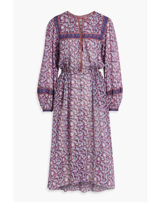 Isabel Marant Purple Greila Floral-Print Cotton-Voile Midi Dress