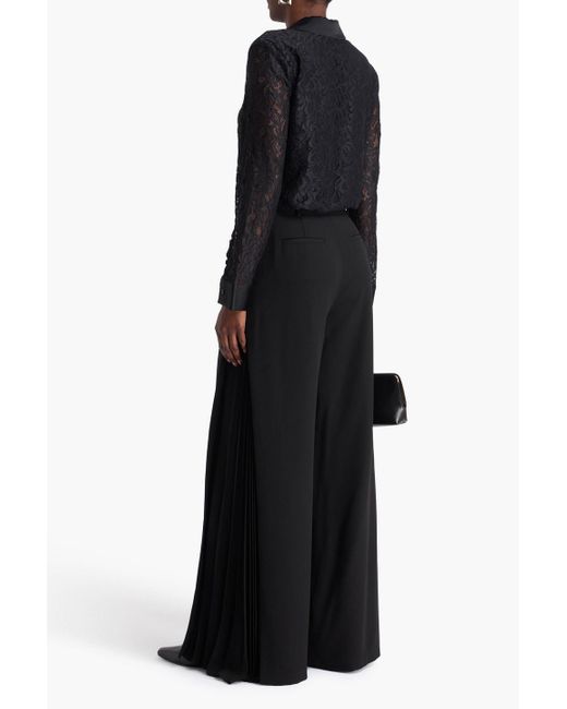 Jonathan Simkhai Black Lilo Pleated Crepe Wide-Leg Pants