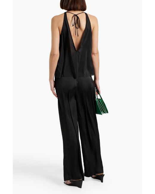 Solid & Striped Black The Ashling Charmeuse Wide-Leg Pants