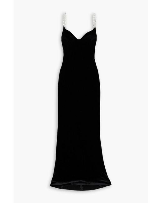 Galvan Black Avedon Globe Crystal-embellished Velvet Gown