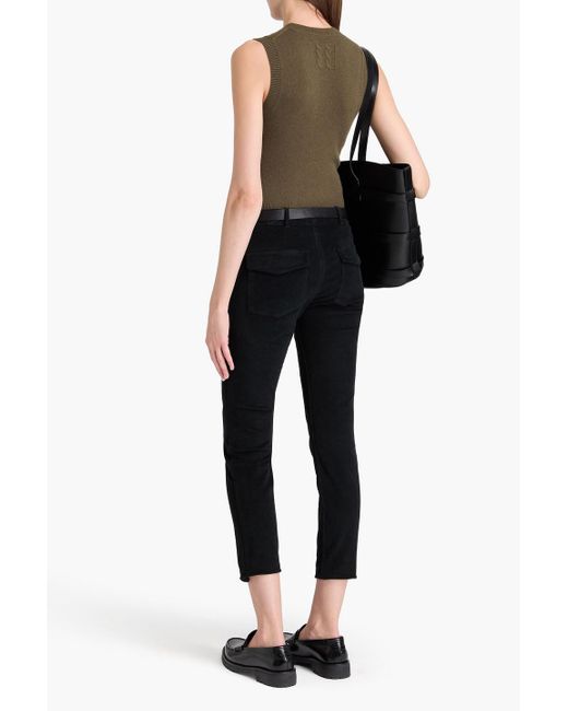 Nili Lotan Black Jenna Cropped Cotton-blend Corduroy Slim-leg Pants
