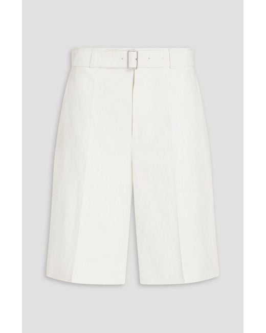 Jil Sander White Belted Linen Shorts for men
